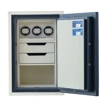 Комбиниран метален луксозен сейф Valberg BRF-67 Gold EL кожа екрю - Image 2
